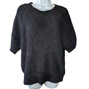 *3 FOR $9* Matty M Short Sleeve Knit Solid Dark Furry Soft Sweater Top Shirt M